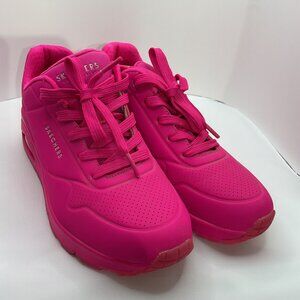 Skechers Womens Hot Pink Athletic Sneakers Lace-Up Air-Cooled Foam size 7.5